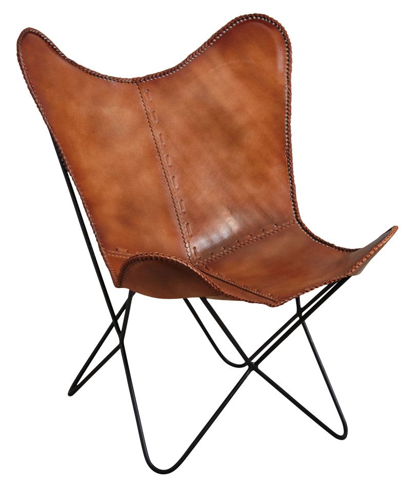 meuble-salon-industriel-fauteuil-papillon-cuir