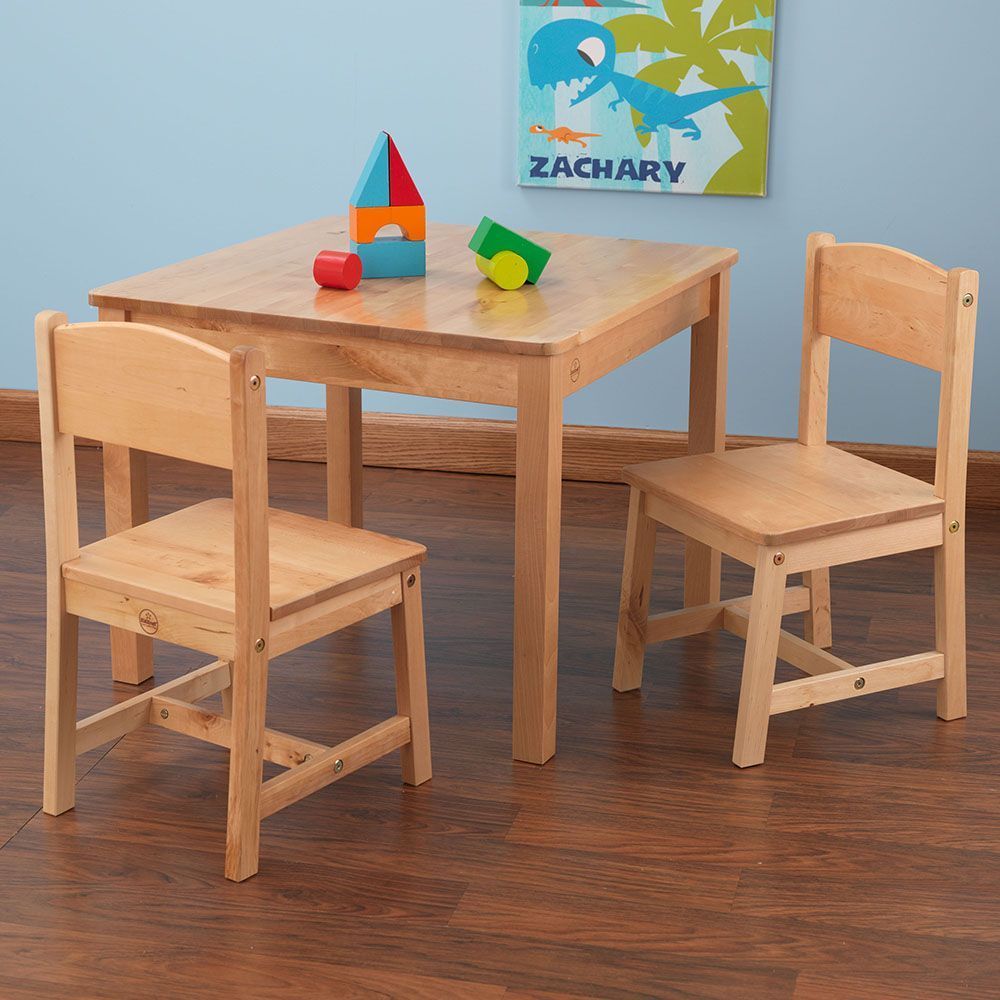 Table et chaises enfant en bois (bois clair)