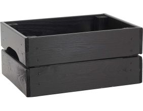 Caisse de rangement en pin petit modèle 31 x 25 15 cm (Noir)