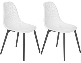 Chaise en aluminium et assise en résine Malte (Lot de 2) (Noir et blanc)