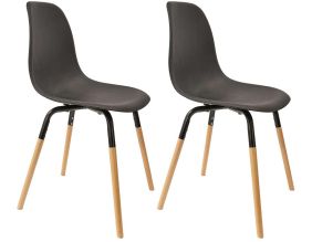 Chaise scandinave pieds métal et bois de hêtre Phenix (Lot de 2) (Noir)