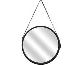 Miroir rond avec anse en PU 40 cm