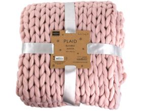 Plaid grosses mailles Chunky 120 x 150 cm (Rose)