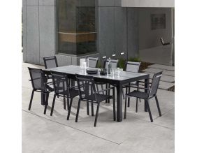 Salon de jardin en aluminium et HPL Star (Table + 8 fauteuils)