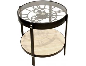 Table d'appoint en métal et bois horloge (40 cm)