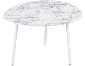 Table basse en métal imitation marbre Ovoid 67 x 60 cm (Blanc)