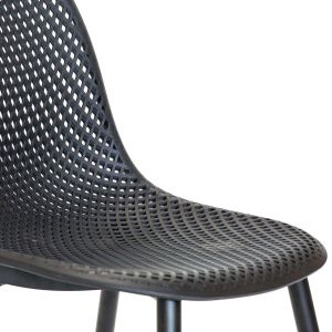 Chaise en aluminium et assise en résine Malte (Lot de 2) (Noir)