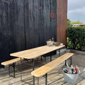 Ensemble table et banc de jardin Brasseur (Lot de 3)