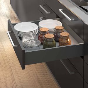 Kit tiroir anthracite pour cuisine et salle de bain Vertex (Module de 60 cm - Hauteur de 17.8 cm)