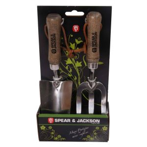 Set de 2 mini outils à fleurs inox manche en frêne