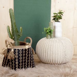 Vase céramique blanc design bambou