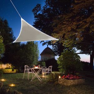 Voile d'ombrage triangulaire avec leds solaires intégrées Night and day (Taupe)
