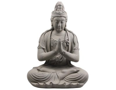 Bouddha en fibres Kwan Yin assis extérieur 44 x 36 x 59 cm