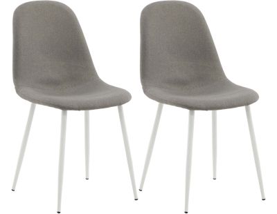 Chaise en tissu avec pieds en acier Polar (Lot de 2) (Gris et blanc)