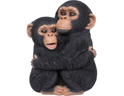 Chimpanzés enlacés en résine 35 cm