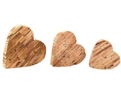 Cœurs à poser en bois (lot de 3)