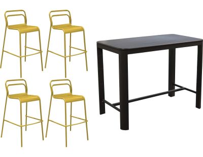 Ensemble table et 4 chaises de bar en aluminium  Eos