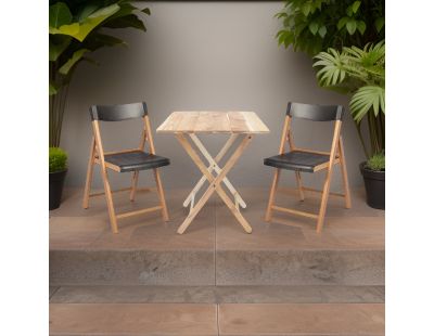 Ensemble table et chaises de jardin pliante en teck FSC (Graphite)
