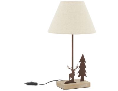 Lampe en métal et bois décor Forêt (1 cerf + 1 sapin)