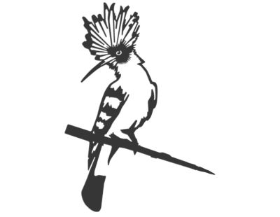 Oiseau sur pique huppe fasciée eurasienne en acier corten