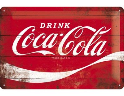 Plaque décorative en métal en relief 30 x 20 cm (Coca Cola Logo Rouge)