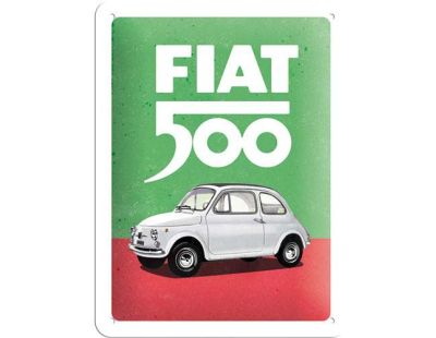 Plaque décorative en métal en relief 20 x 15 cm (Fiat 500 - Italian Colours)