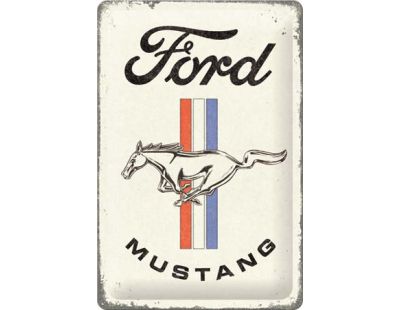 Plaque décorative en métal en relief 30 x 20 cm (Ford Mustang - Horse & Stripes)
