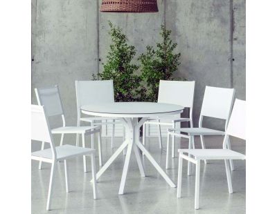Salon de jardin en aluminium et textilène Giglio (Blanc)