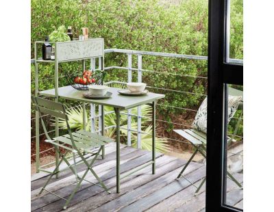 Salon de jardin spécial balcon en acier gain de place (Vert)