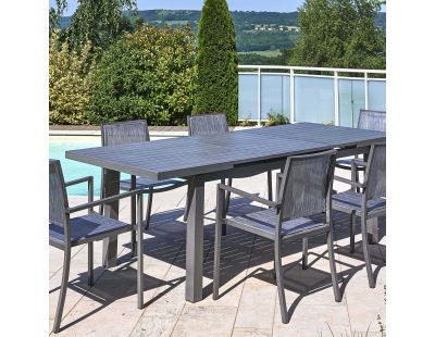 Table en aluminium extensible 8 à 10 personnes Santorin (Teck grisé)