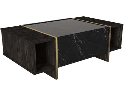 Table basse en aggloméré imitation marbre noir Veyron