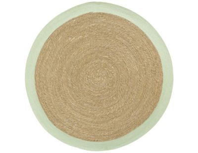 Tapis en jonc naturel bordure coloré (Vert)