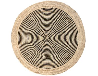 Tapis rond en jute et coton noir (Diamètre 120 cm)