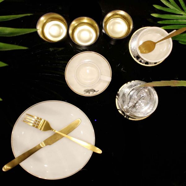 Assiette en porcelaine avec liseré doré (Lot de 6) - 8