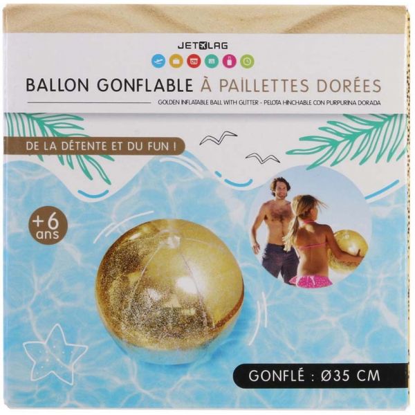 Ballon gonflable à paillettes dorées 35 cm - 4,90
