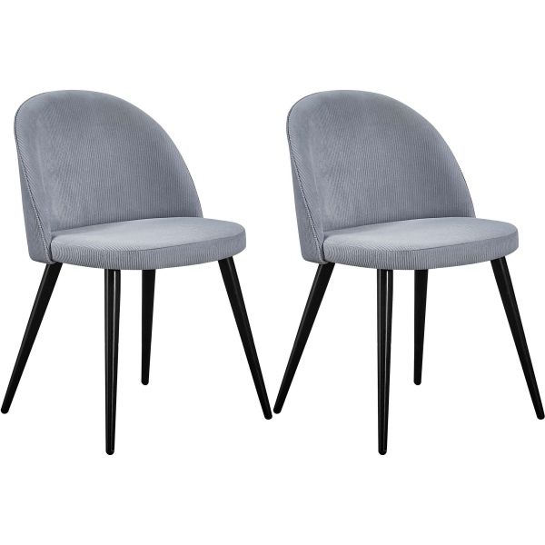 Chaise en acier et velours côtelé gris clair Velvet (Lot de 2)