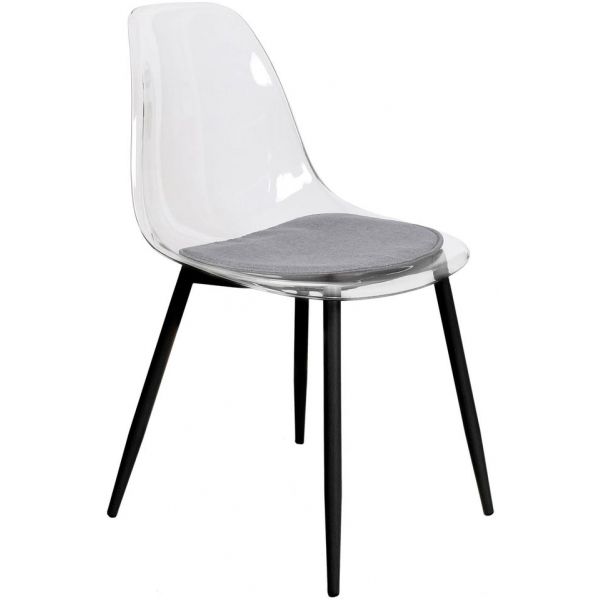 Chaise coque transparente pieds en métal (Lot de 2) - CMP-2423
