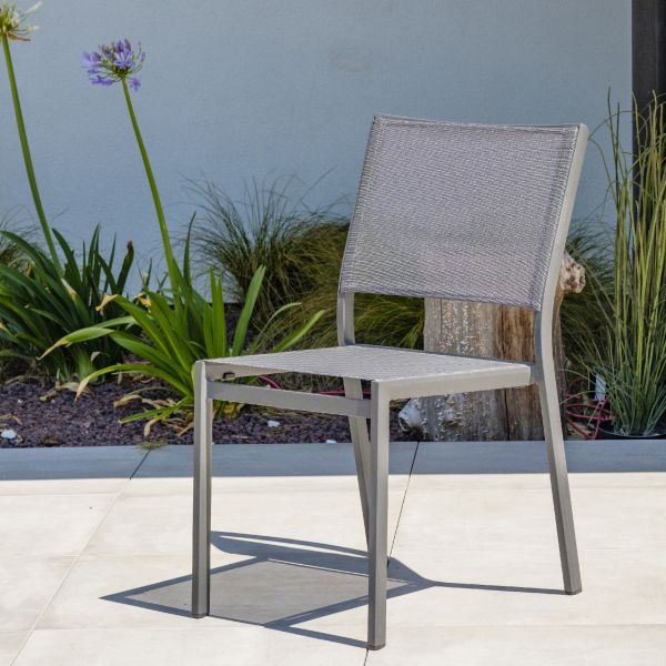 Chaise de jardin empilable en textilène et aluminium Stockholm (Lot de 2) - DCB-0208
