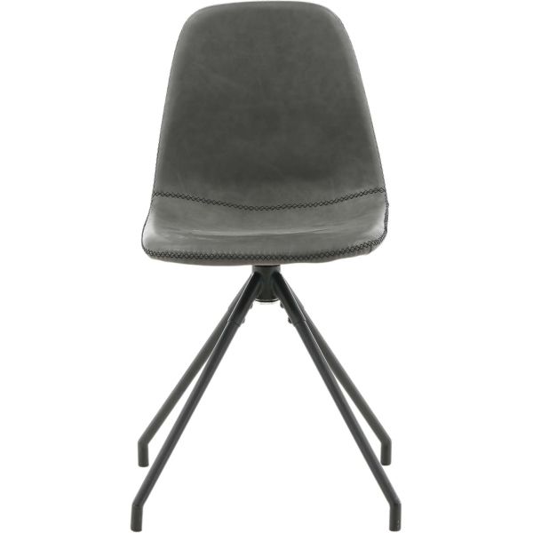 Chaise pivotant en acier et polyuréthane noir Polar (Lot de 2) - 169