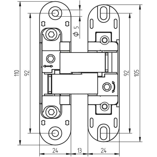Charnières invisibles pour portes en aluminium (Lot de 2) - EMU-0124
