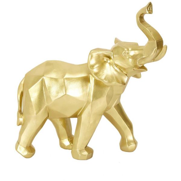 Eléphant en polyrésine dorée Origami 27.5 x 14 x 30 cm - CMP-4617