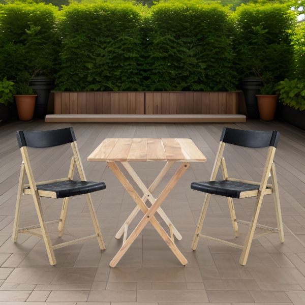 Ensemble table et chaises de jardin pliante en teck FSC
