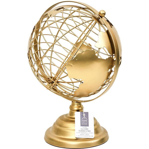 Globe terrestre décoratif en métal doré - 30,90