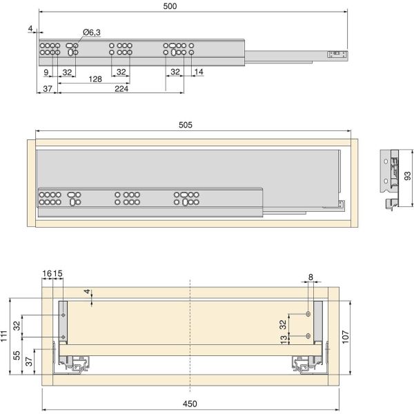Kit tiroir blanc pour cuisine et salle de bain Vertex - EMU-0240