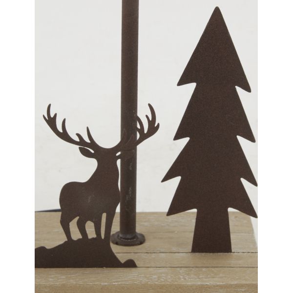 Lampe en métal et bois décor Forêt - AUB-4684