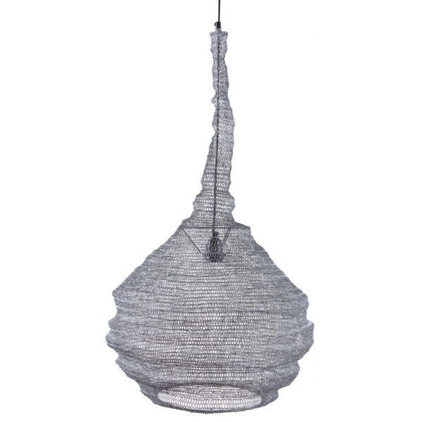 Lampe suspension métal gris blanchi filet de pêche - AUBRY GASPARD