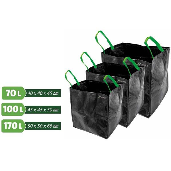 Lot de 3 sacs de jardin multifonctions 70l / 100l / 170l - RIB-0252