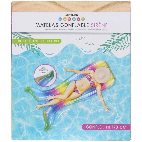 Matelas gonflable sirène 170 cm - 16,90