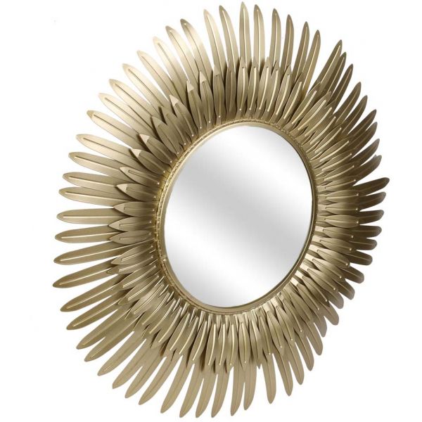 Miroir plumes en métal doré 53 cm - CMP-2189