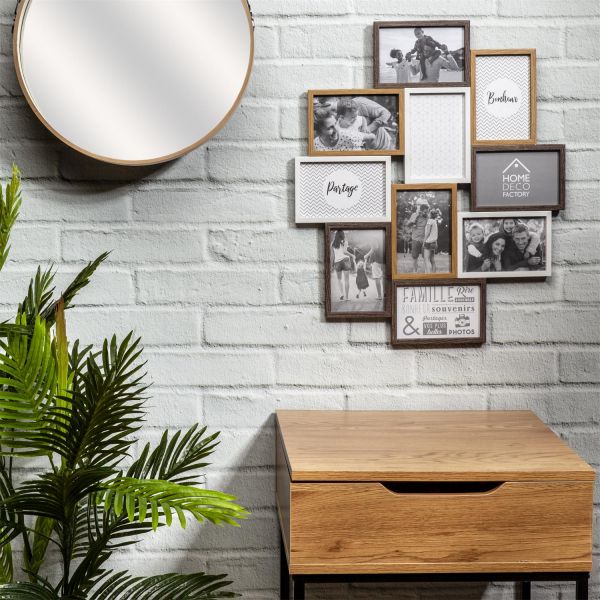 Pêle-mêle bois et blanc photos 10 x 15 cm Family - THE HOME DECO FACTORY